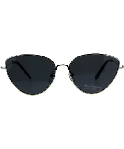 Womens Metal Rim Cat Eye Pop Color Retro Sunglasses - Silver Black - CW18D44SI7Z $17.91 Cat Eye