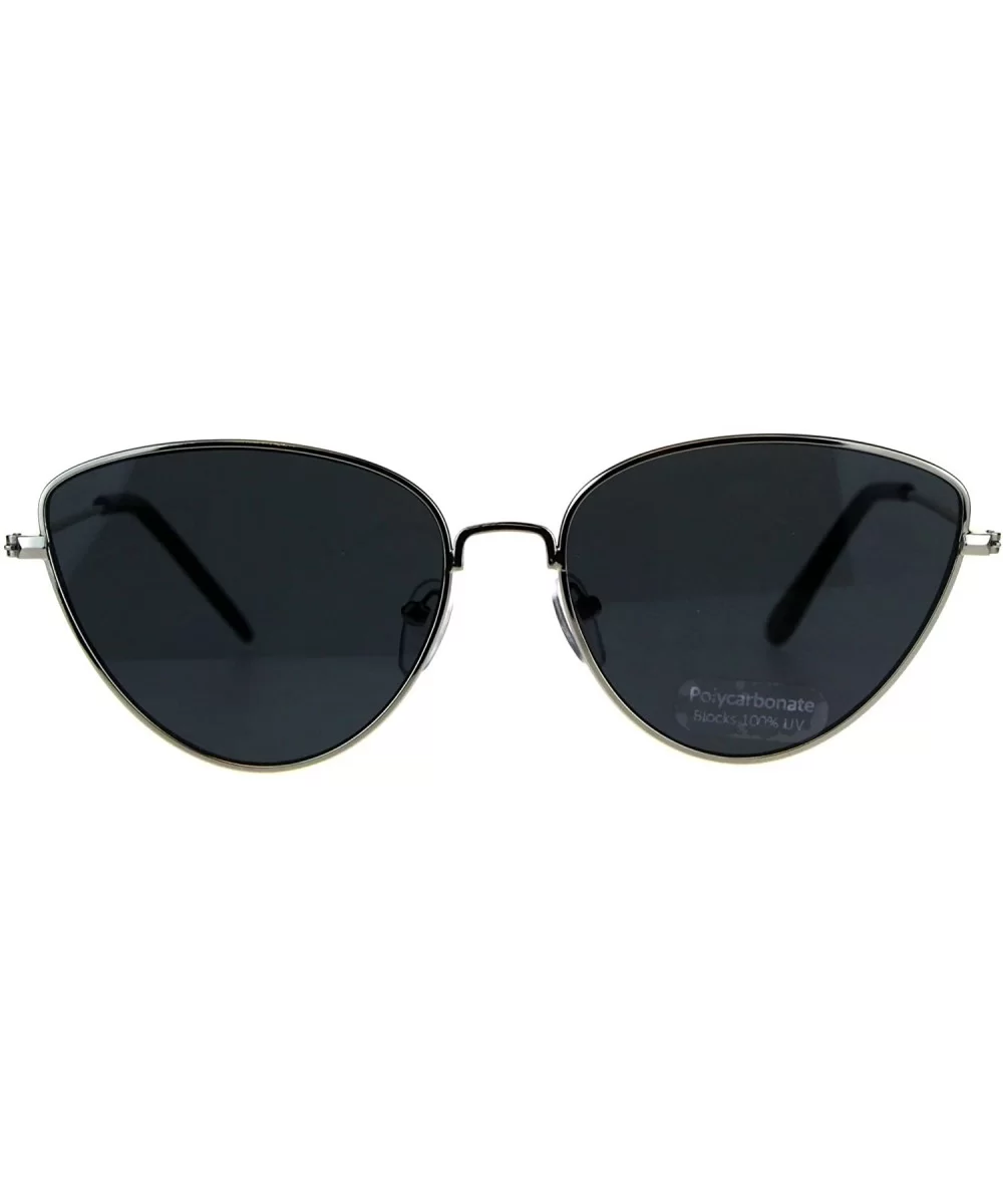 Womens Metal Rim Cat Eye Pop Color Retro Sunglasses - Silver Black - CW18D44SI7Z $17.91 Cat Eye