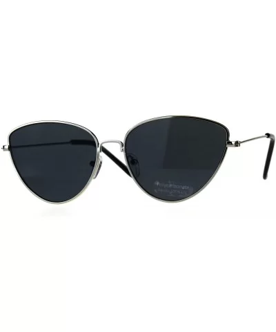 Womens Metal Rim Cat Eye Pop Color Retro Sunglasses - Silver Black - CW18D44SI7Z $17.91 Cat Eye