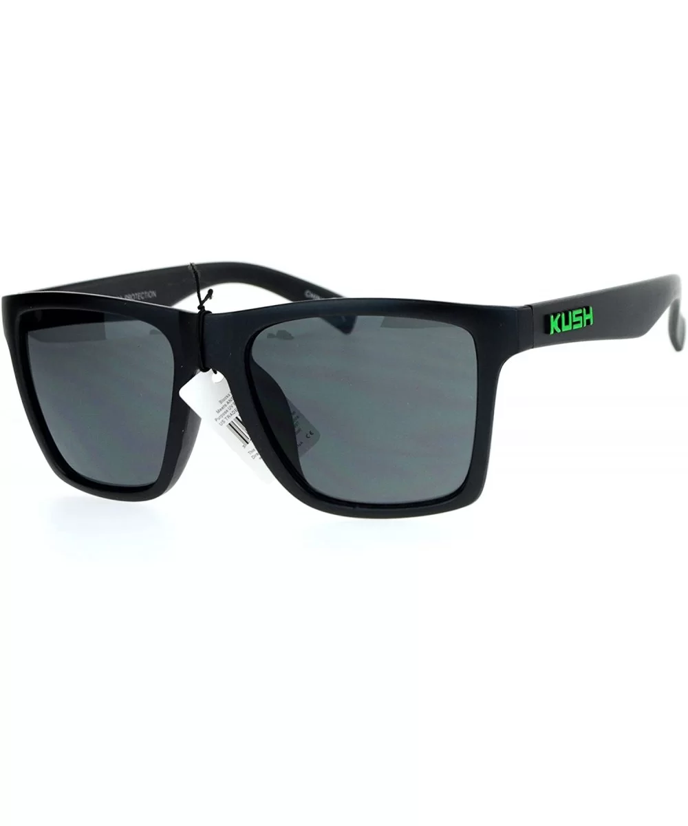 KUSH Sunglasses Simple Classic Square Frame Unisex Shades Matte Black - Matte Black Green - C2186N348YE $13.18 Square