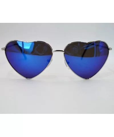 Color Coated Full Metal Frame UV400 Heart Shape Sunglasses Eyewear - Blue - C0183ASXXXH $17.19 Sport