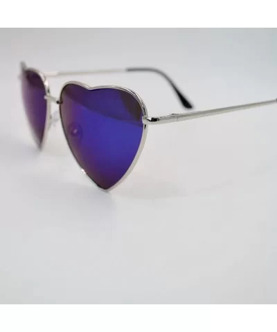 Color Coated Full Metal Frame UV400 Heart Shape Sunglasses Eyewear - Blue - C0183ASXXXH $17.19 Sport