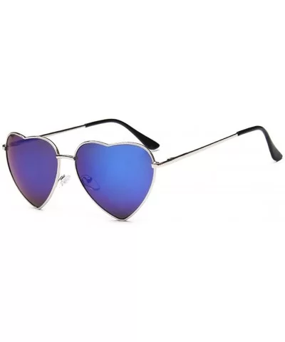 Color Coated Full Metal Frame UV400 Heart Shape Sunglasses Eyewear - Blue - C0183ASXXXH $17.19 Sport