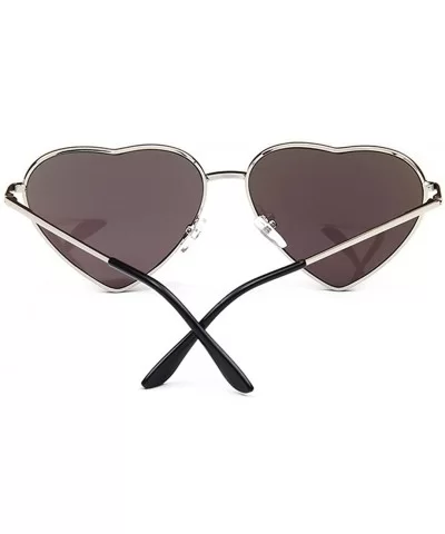 Color Coated Full Metal Frame UV400 Heart Shape Sunglasses Eyewear - Blue - C0183ASXXXH $17.19 Sport