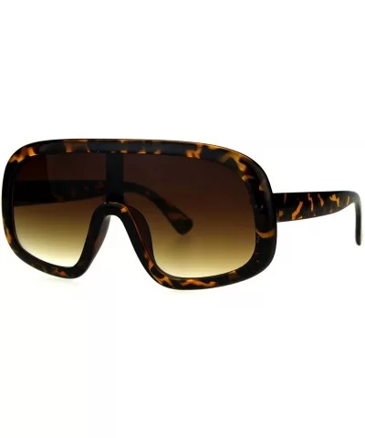 Shield Goggle Style Sunglasses Futuristic Oversized Fashion Shades UV 400 - Tortoise (Brown) - CJ186QEMMWD $13.25 Goggle