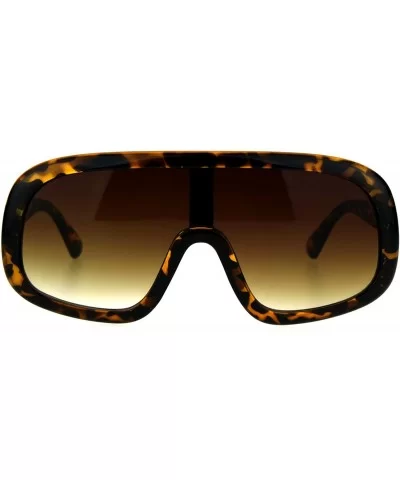 Shield Goggle Style Sunglasses Futuristic Oversized Fashion Shades UV 400 - Tortoise (Brown) - CJ186QEMMWD $13.25 Goggle