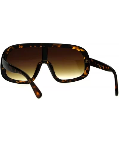 Shield Goggle Style Sunglasses Futuristic Oversized Fashion Shades UV 400 - Tortoise (Brown) - CJ186QEMMWD $13.25 Goggle