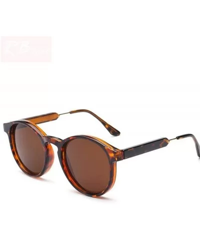 2019 Vintage Round Sunglasses Women/Men Classic Outdoor Oculos De Black Gray - Leopard - CP18Y5UA9NI $11.26 Round