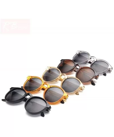 2019 Vintage Round Sunglasses Women/Men Classic Outdoor Oculos De Black Gray - Leopard - CP18Y5UA9NI $11.26 Round