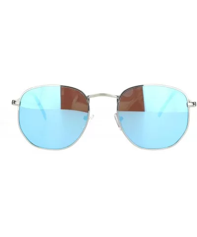 Mens 90s Retro Metal Rim Rectangular Mirror Lens Dad Sunglasses - Silver Blue Mirror - CB18N8Z4099 $16.72 Rectangular