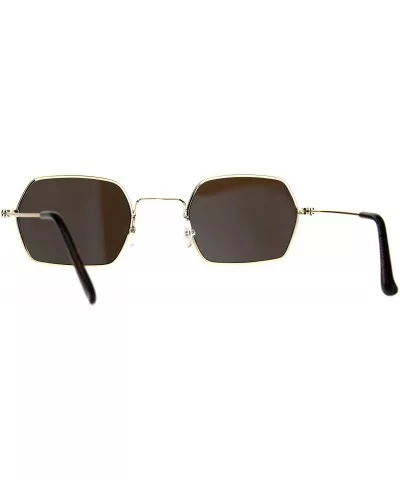 Rectangular Hexagon Shape Sunglasses Thin Metal Frame Mirror Lens - Gold (Blue Mirror) - CN18056RMI0 $11.97 Rectangular