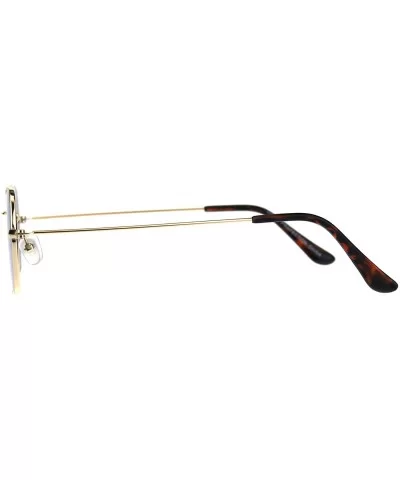 Rectangular Hexagon Shape Sunglasses Thin Metal Frame Mirror Lens - Gold (Blue Mirror) - CN18056RMI0 $11.97 Rectangular