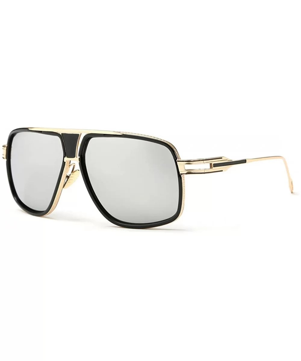 Sunglasses For Men Goggle Alloy Frame Brand Designer AE0336 - Gold&silver - CB12NE2KUSA $17.56 Rectangular