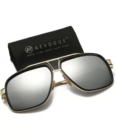 Sunglasses For Men Goggle Alloy Frame Brand Designer AE0336 - Gold&silver - CB12NE2KUSA $17.56 Rectangular