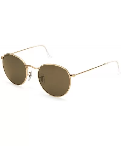 Round Sunglasses for Women/Men Shades UV Protection Retro Metal Frame Sunglasses - Brown - CZ18X9UY0ZA $12.09 Round