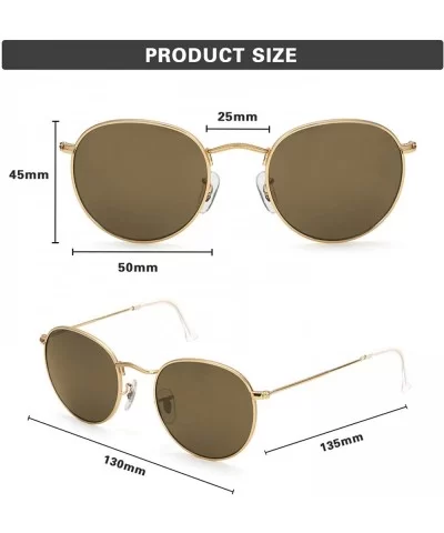 Round Sunglasses for Women/Men Shades UV Protection Retro Metal Frame Sunglasses - Brown - CZ18X9UY0ZA $12.09 Round