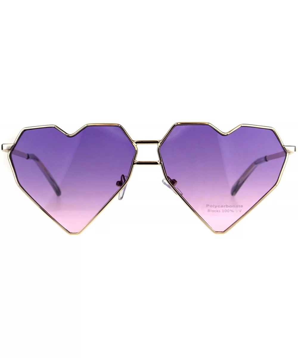 Womens Squared Heart Shape Oceanic Gradient Lens Sunglasses - Purple Pink - CI180HC5XM7 $17.00 Rectangular