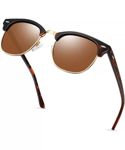 Semi Rimless Polarized Sunglasses for Women Men- Unisex Sunglasses with Half Frame - Leopard - C918R55QRGR $17.16 Oversized