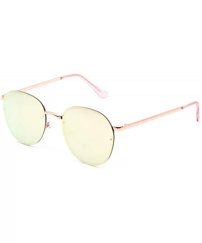 Round Metal Polarized Sunglasses for Men Women Retro Classic Aviator Sun Glasses - Mirror Pink - C118WQGNEED $12.20 Oversized