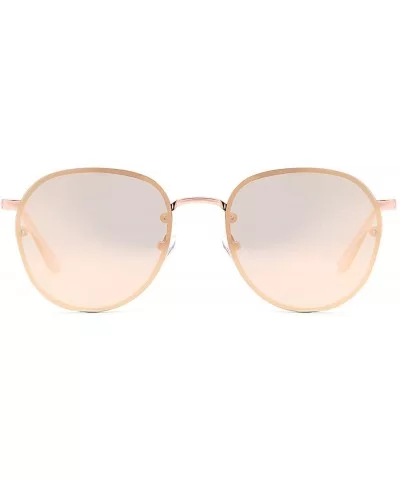 Round Metal Polarized Sunglasses for Men Women Retro Classic Aviator Sun Glasses - Mirror Pink - C118WQGNEED $12.20 Oversized