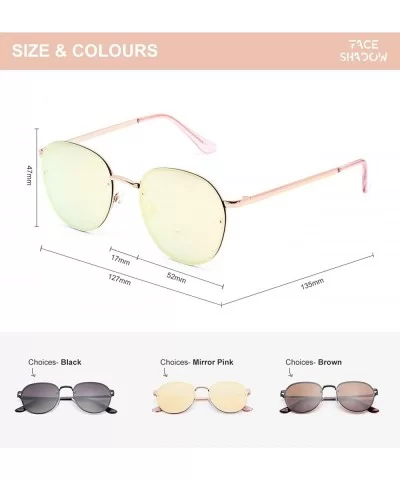 Round Metal Polarized Sunglasses for Men Women Retro Classic Aviator Sun Glasses - Mirror Pink - C118WQGNEED $12.20 Oversized