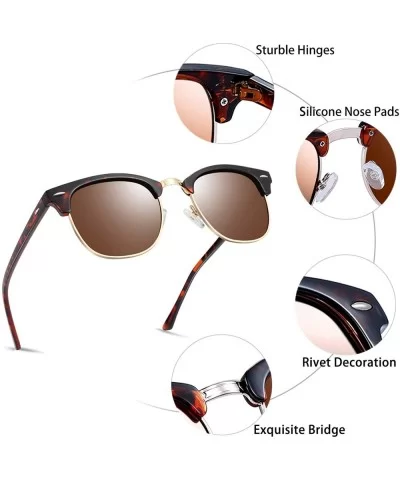 Semi Rimless Polarized Sunglasses for Women Men- Unisex Sunglasses with Half Frame - Leopard - C918R55QRGR $17.16 Oversized