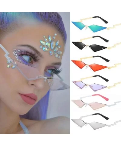 Women Fire Flame Sunglasses Rimless Wave Sun Glasses Novelty Eye Glasses Eyewear - Diamond-purple1 - CP196R50AW0 $13.10 Rimless