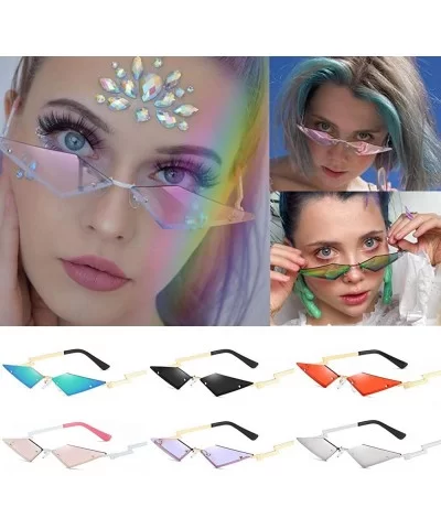 Women Fire Flame Sunglasses Rimless Wave Sun Glasses Novelty Eye Glasses Eyewear - Diamond-purple1 - CP196R50AW0 $13.10 Rimless