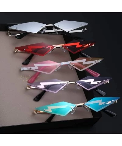 Women Fire Flame Sunglasses Rimless Wave Sun Glasses Novelty Eye Glasses Eyewear - Diamond-purple1 - CP196R50AW0 $13.10 Rimless