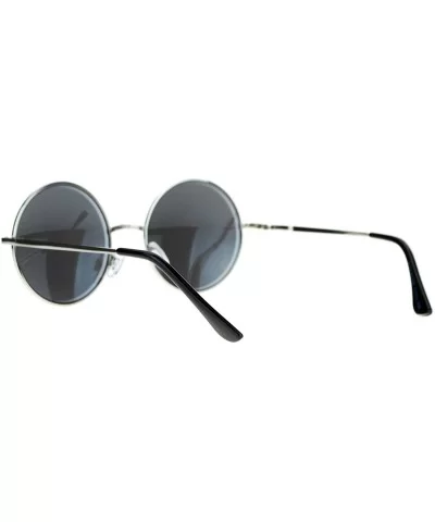 Unisex Designer Fashion Sunglasses Beveled Round Circle Frame Mirror Lens - Silver - CI180QENSC4 $14.02 Round