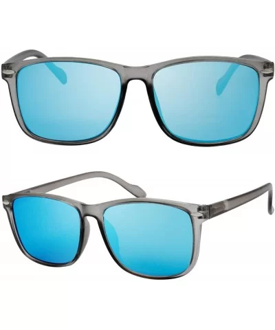 Flat Mirrored Reflective Color Lens 80's Retro Classic Trendy Stylish Sunglasses - Gift Box Package - CF18UZWCIMN $17.59 Square