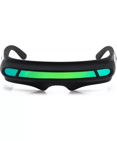 Futuristic Space Alien Costume Party Cyclops Shield Colored Mirror Mono Lens Wrap Sunglasses 147mm - Green Mirror - C2185Z72M...