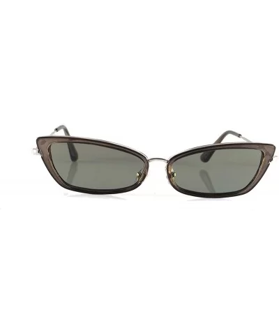Retro Vintage Slim Wide Triangle Rectangular Cat-Eye Sunglasses A241 - Grey Green - CE18KORX55G $17.63 Rectangular