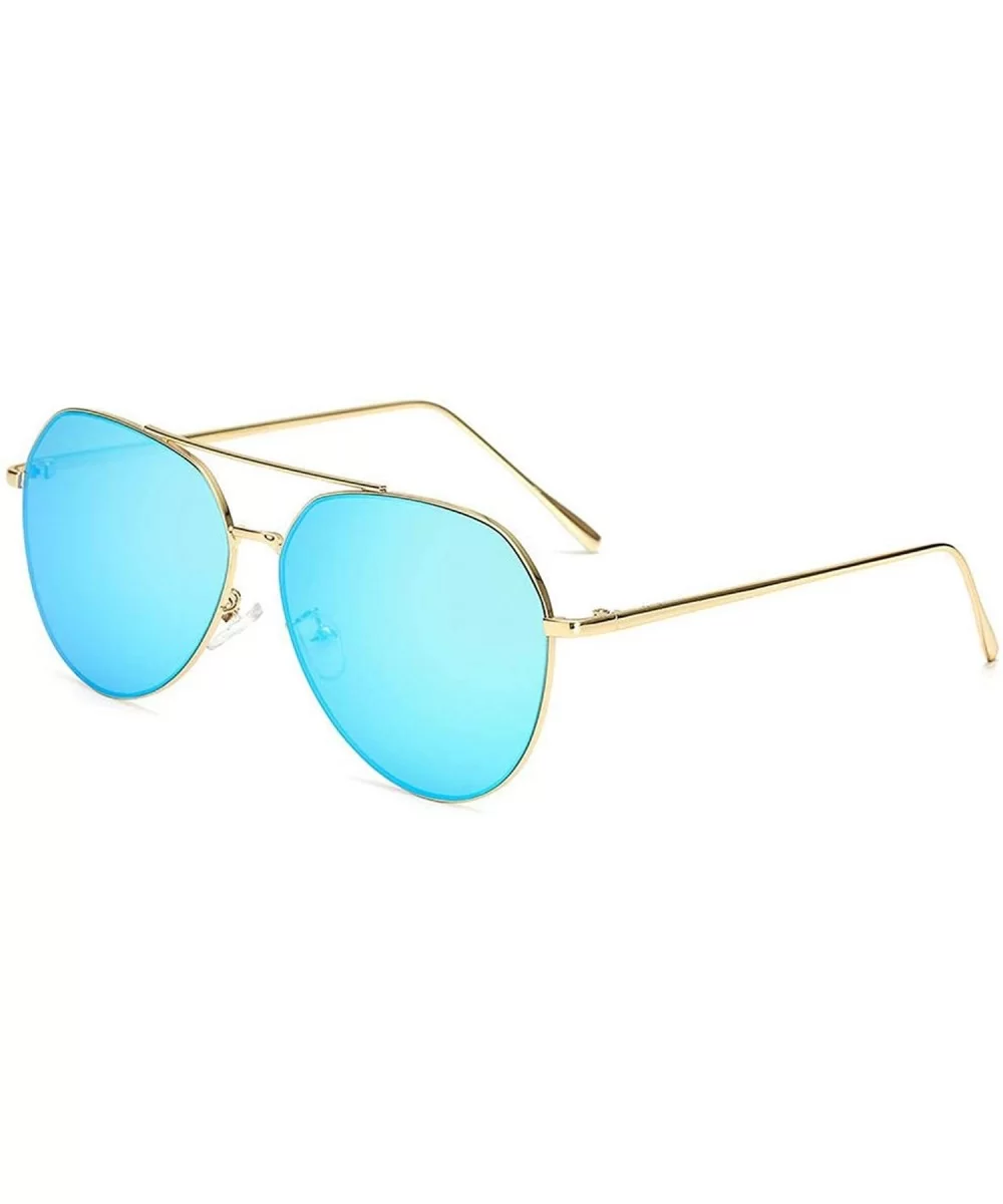 2018 Aviation Sunglasses Women Er Pilot Sunglass Female Men Sun Glasses Mirror - Blue - CR198AHYAON $50.74 Goggle