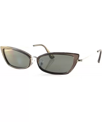 Retro Vintage Slim Wide Triangle Rectangular Cat-Eye Sunglasses A241 - Grey Green - CE18KORX55G $17.63 Rectangular