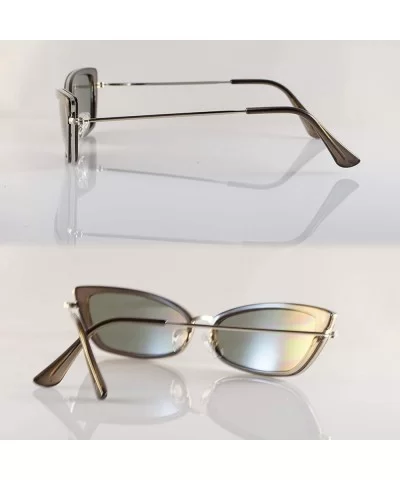 Retro Vintage Slim Wide Triangle Rectangular Cat-Eye Sunglasses A241 - Grey Green - CE18KORX55G $17.63 Rectangular