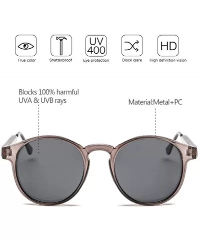 Small Round Sunglasses for Women Men Vintage Fashion Eyewear UV400 - Grey - Grey - C618RME8C46 $10.53 Sport