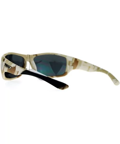 Xloop Mens Sunglasses Matted Camo Camouflage Print Rectangular Shades - Beige Camo - C41875QMCM9 $13.53 Rectangular