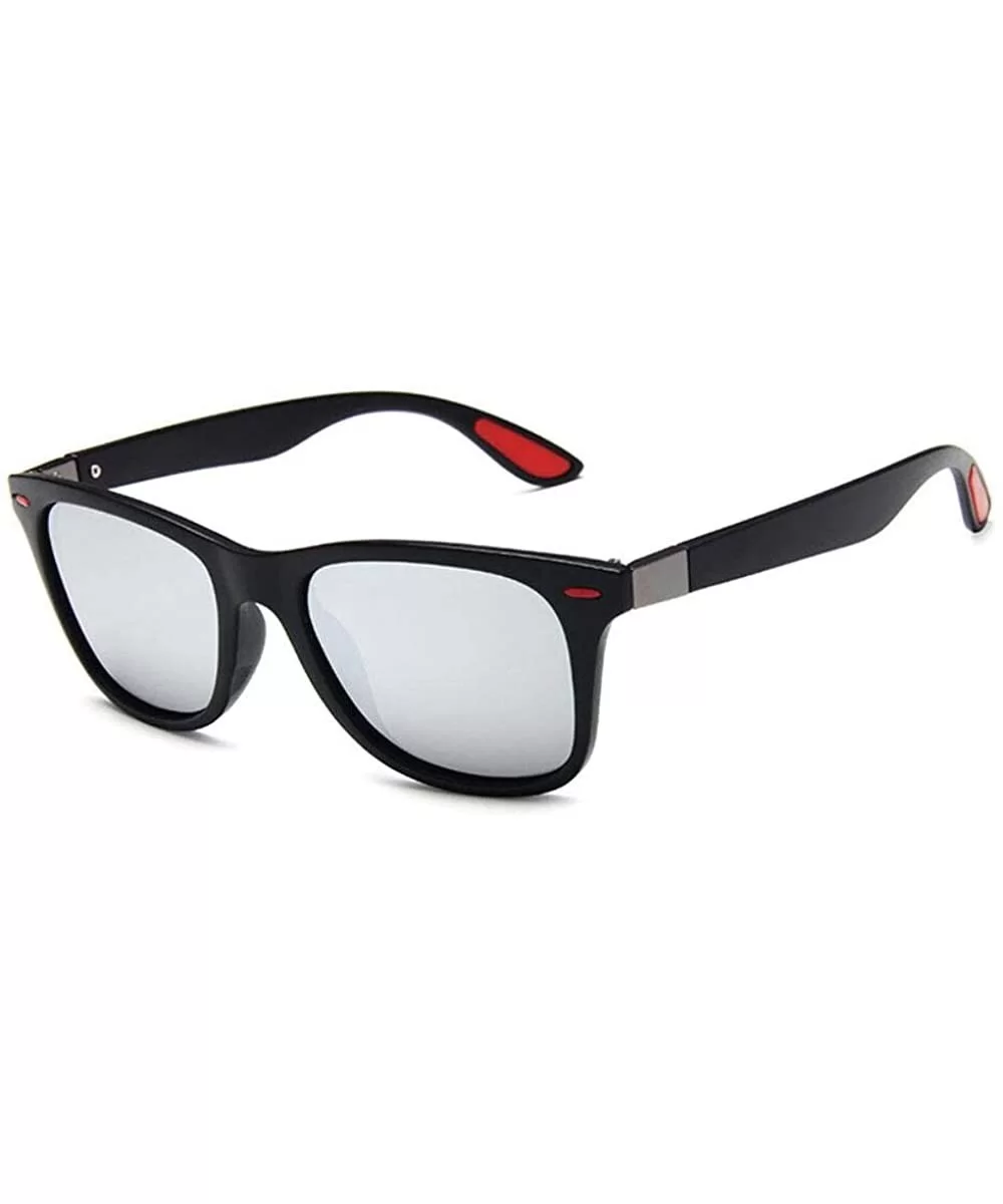 Classic Square Sunglasses Men Women Vintage Eyewear Driving Sun glasses - Matte Black/Silver - CS197LATNME $12.02 Square