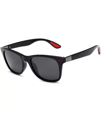 Classic Square Sunglasses Men Women Vintage Eyewear Driving Sun glasses - Matte Black/Silver - CS197LATNME $12.02 Square