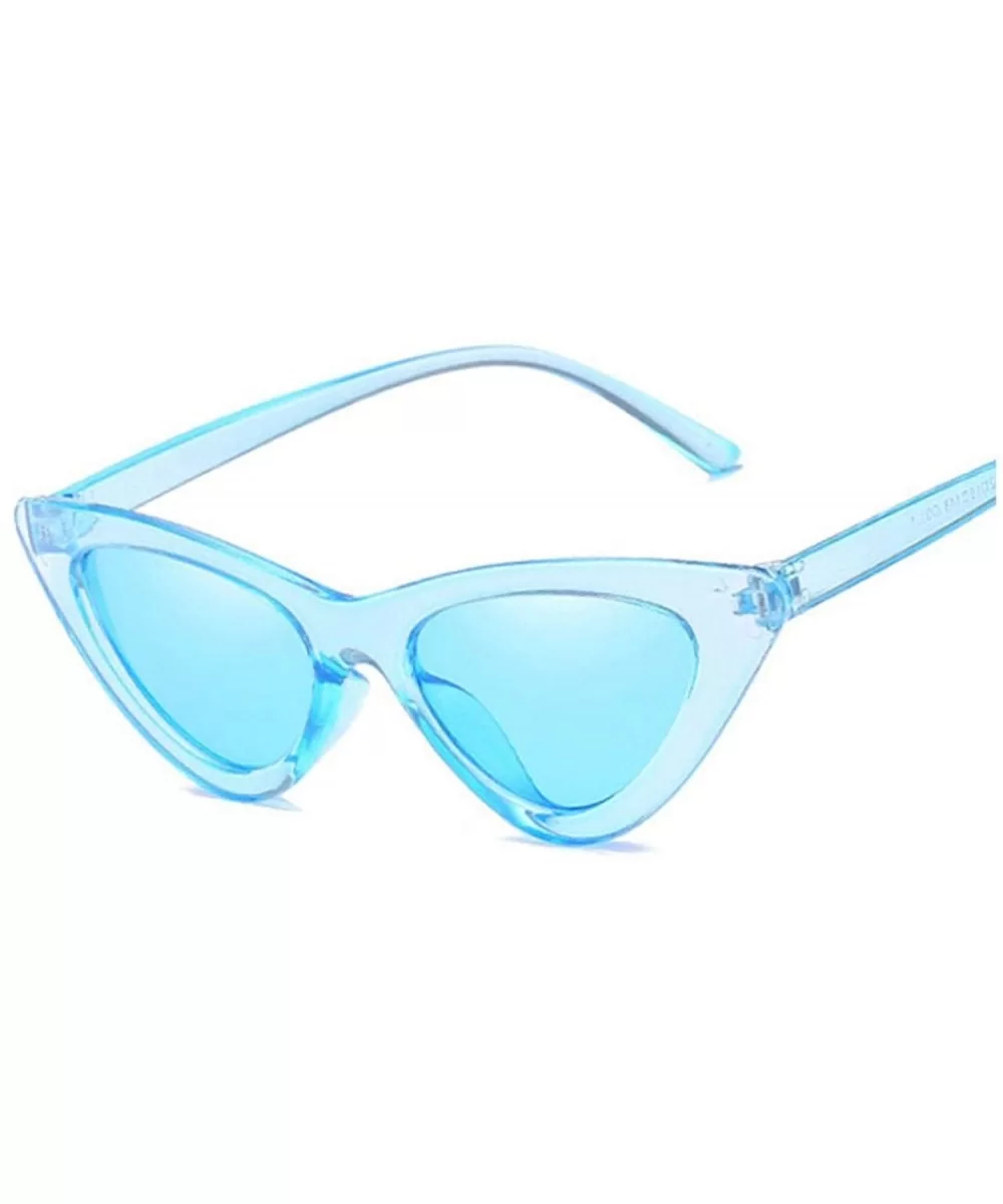 Sexy Cat Eye Sunglasses Women Mirror Black Triangle Sun Glasses Lens Shades Eyewear UV400 - Blue - CR19852D2MK $43.56 Cat Eye