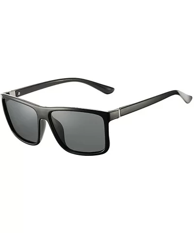 Mens Square Polarized Sunglasses Lightweight Boys Stylish Driving Sun Glasses - TAC - UV400 - Black/Grey - C418L57O8TK $20.83...