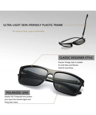 Mens Square Polarized Sunglasses Lightweight Boys Stylish Driving Sun Glasses - TAC - UV400 - Black/Grey - C418L57O8TK $20.83...