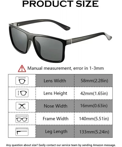 Mens Square Polarized Sunglasses Lightweight Boys Stylish Driving Sun Glasses - TAC - UV400 - Black/Grey - C418L57O8TK $20.83...