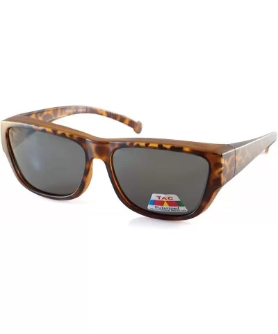 Unisex Large Polarized Matte Camo Print Fit-Over Rectangular Sunglasses P024 - Brown - C818M4EEXUZ $19.25 Rectangular