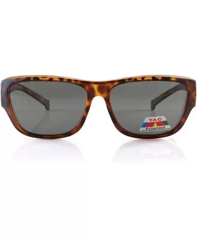 Unisex Large Polarized Matte Camo Print Fit-Over Rectangular Sunglasses P024 - Brown - C818M4EEXUZ $19.25 Rectangular