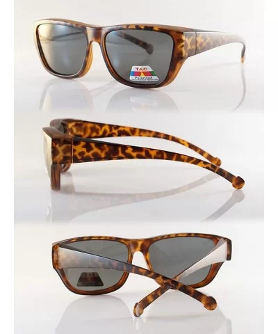 Unisex Large Polarized Matte Camo Print Fit-Over Rectangular Sunglasses P024 - Brown - C818M4EEXUZ $19.25 Rectangular