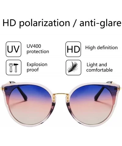 Fashion Polarized Sunglasses Women Cat Eye 100% UV400 Eyeglasses Anti Glare B7000 - Blue-pink Gradient - CU196DCOZMD $19.88 C...