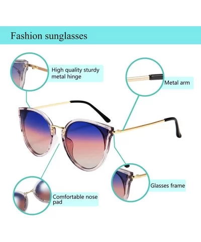 Fashion Polarized Sunglasses Women Cat Eye 100% UV400 Eyeglasses Anti Glare B7000 - Blue-pink Gradient - CU196DCOZMD $19.88 C...