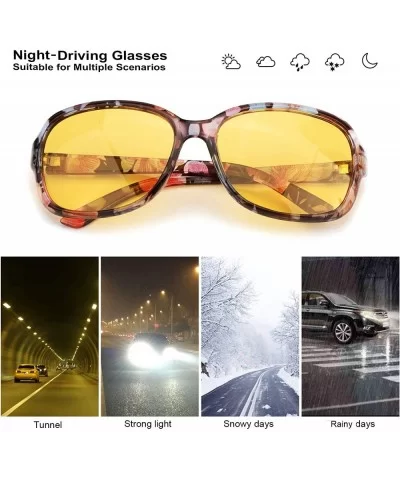 Oversized Night-Driving Glasses for Women - Anti-glare Night-Vision Polarized Yellow Lenses Relieve Eyes Strain - C718UINACIR...